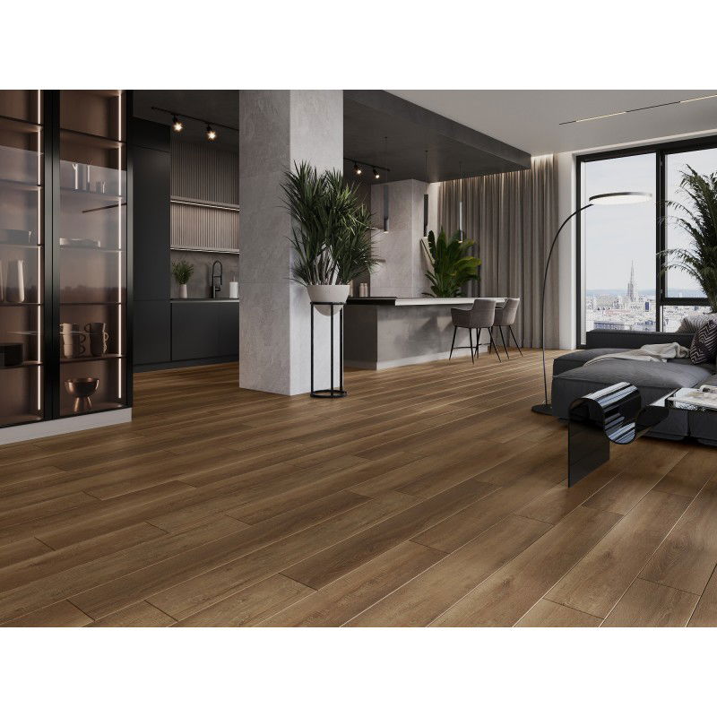 Mexen Queen Creek sample of SPC 6.5 mm vinyl panels, IXPE 1.5 mm underlay, 4 V-Groove, Oak - F1013-S