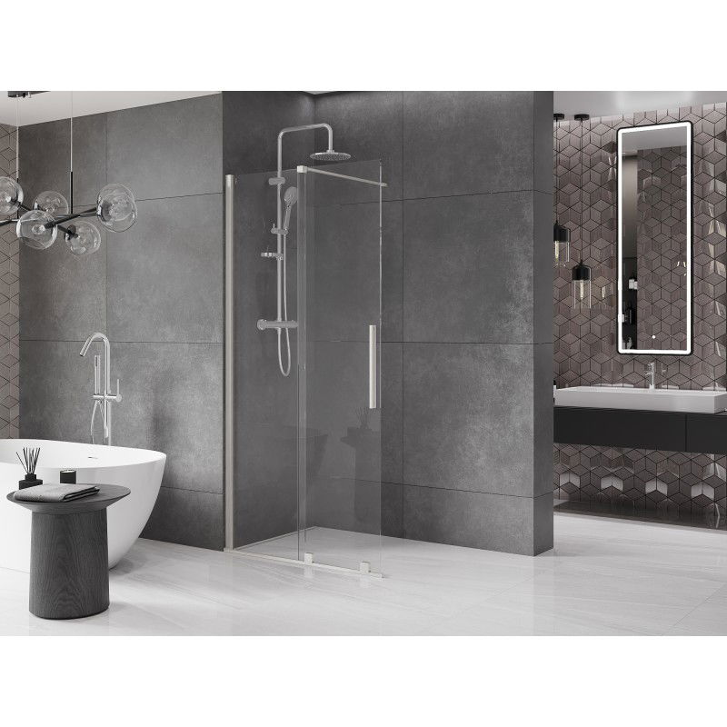 Mexen Velar sliding shower wall Walk-in 90 x 200 cm, transparent 8 mm, brushed nickel - 871-090-000-03-97