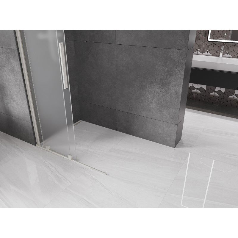 Mexen Velar sliding shower screen Walk-in 100 x 200 cm, frost 8 mm, brushed nickel - 871-100-000-33-97