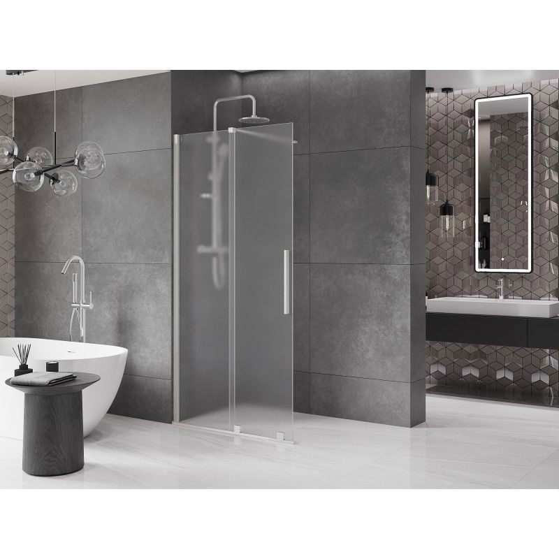 Mexen Velar sliding shower wall Walk-in 75 x 200 cm, frost 8 mm, brushed nickel - 871-075-000-33-97