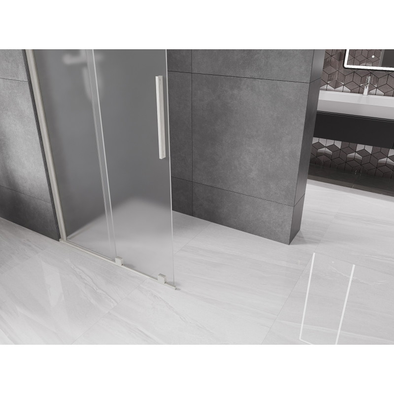 Mexen Velar sliding shower screen Walk-in 110 x 200 cm, frost 8 mm, brushed nickel - 871-110-000-33-97