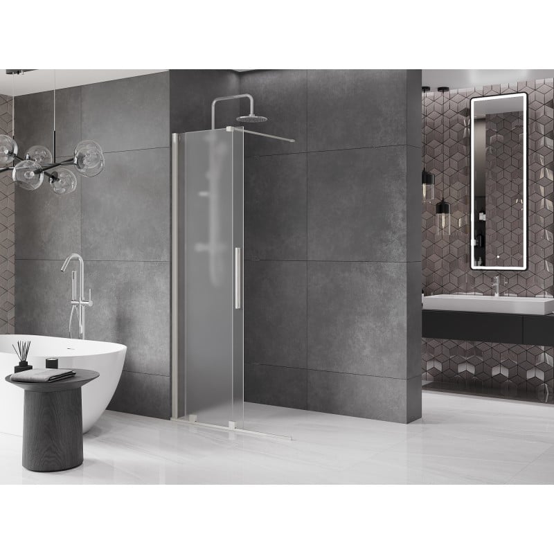 Mexen Velar sliding shower wall Walk-in 70 x 200 cm, frost 8 mm, brushed nickel - 871-070-000-33-97