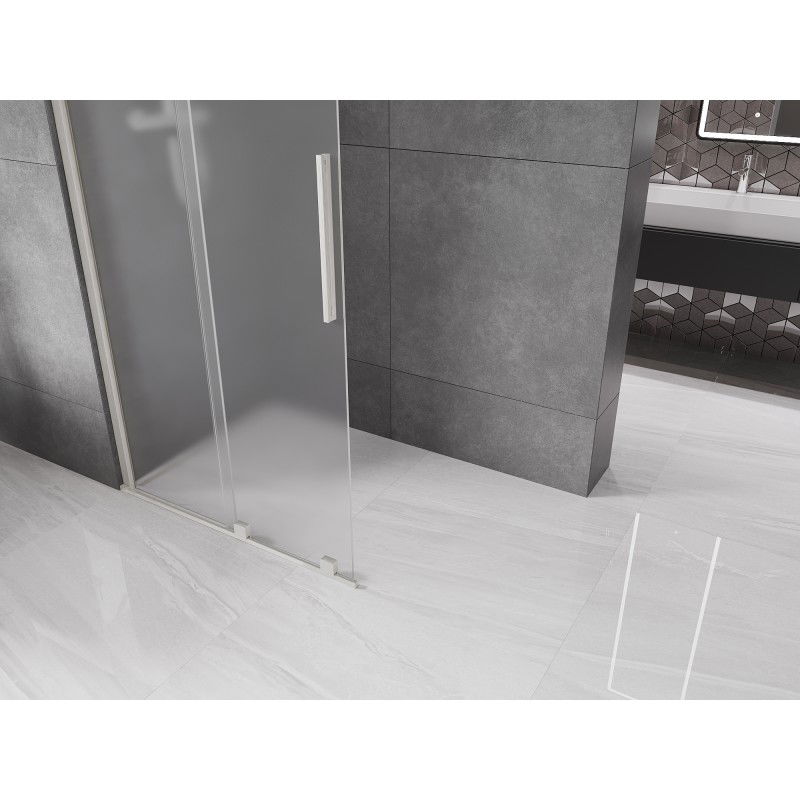 Mexen Velar sliding shower wall Walk-in 85 x 200 cm, frost 8 mm, brushed nickel - 871-085-000-33-97