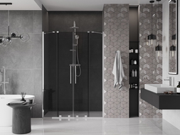 Mexen Velar Duo sliding shower doors 160 cm, graphite, chrome - 871-160-000-42-01