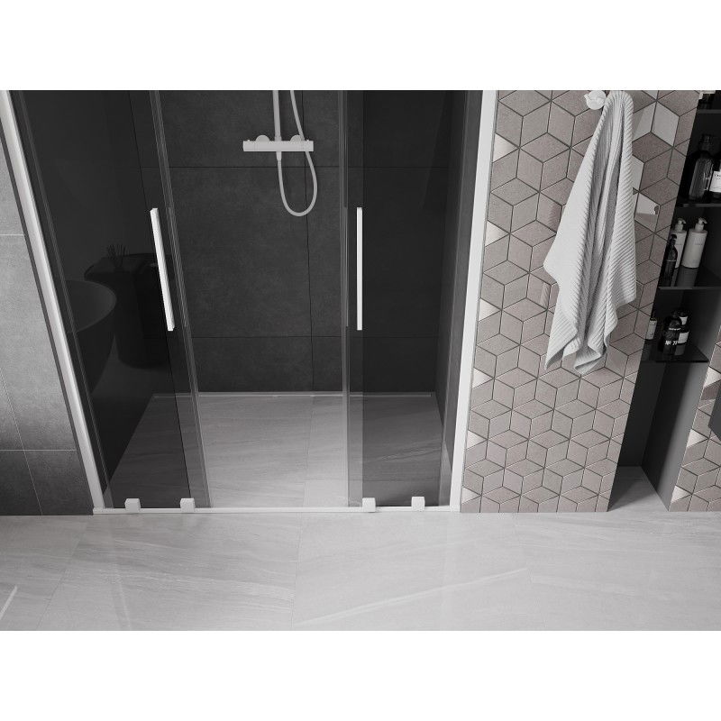 Mexen Velar Duo sliding shower doors 140 cm, graphite, white - 871-140-000-42-20