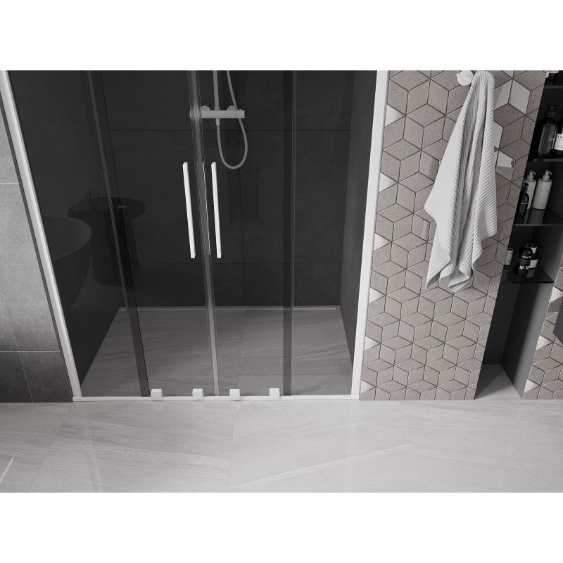 Mexen Velar Duo sliding shower door 160 cm, graphite, white - 871-160-000-42-20