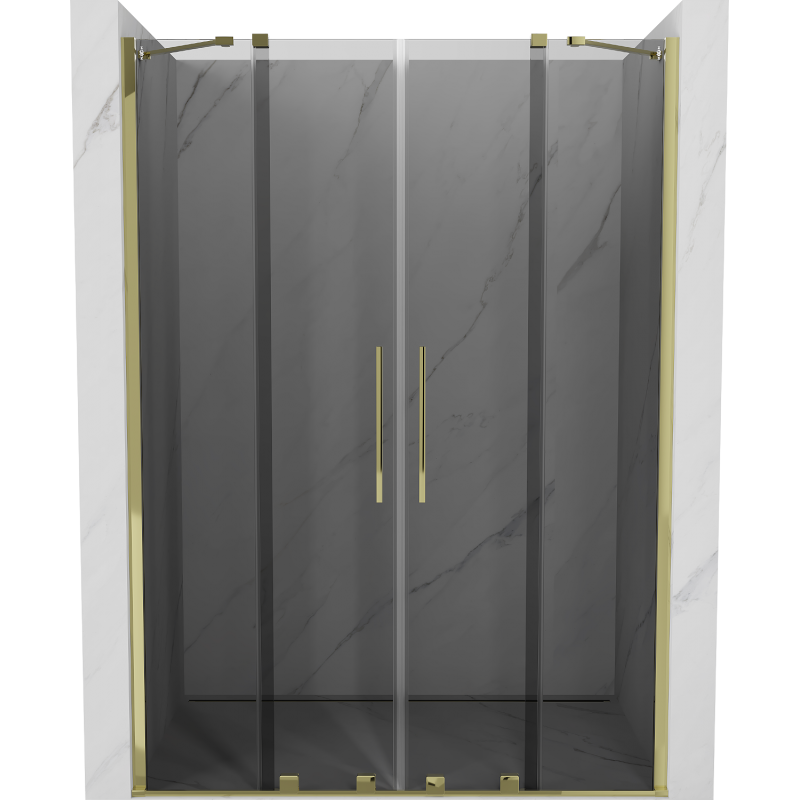 Mexen Velar Duo sliding shower doors 140 cm, graphite, gold - 871-140-000-42-50