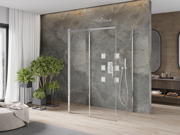Mexen Omega shower cabin 3-sided, sliding 100 x 80 cm, transparent, chrome - 825-100-080-01-00-3S