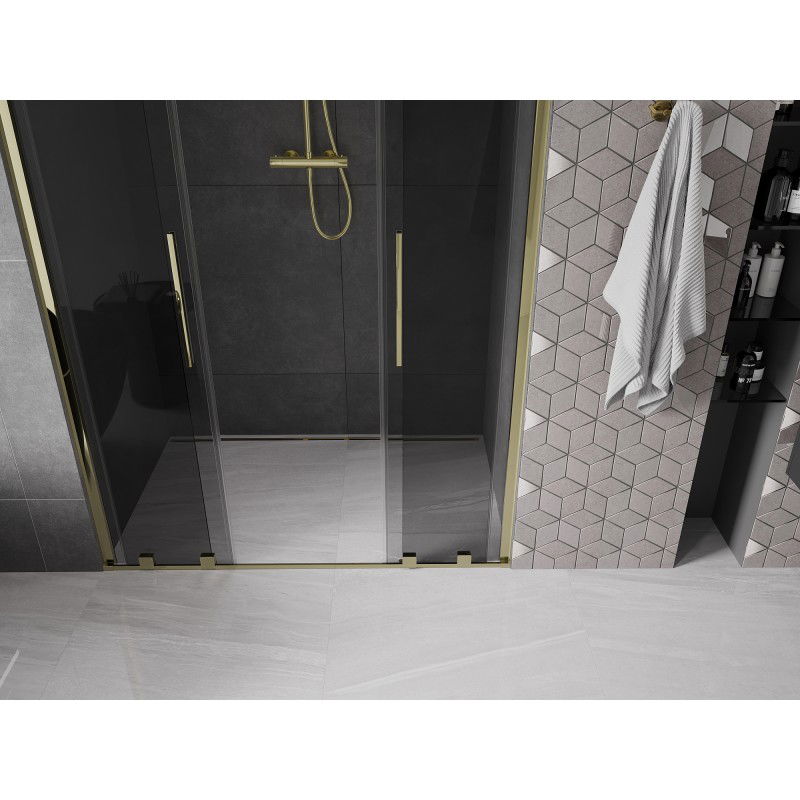 Mexen Velar Duo sliding shower doors 150 cm, graphite, gold - 871-150-000-42-50