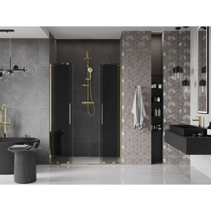 Mexen Velar Duo sliding shower doors 150 cm, graphite, gold - 871-150-000-42-50