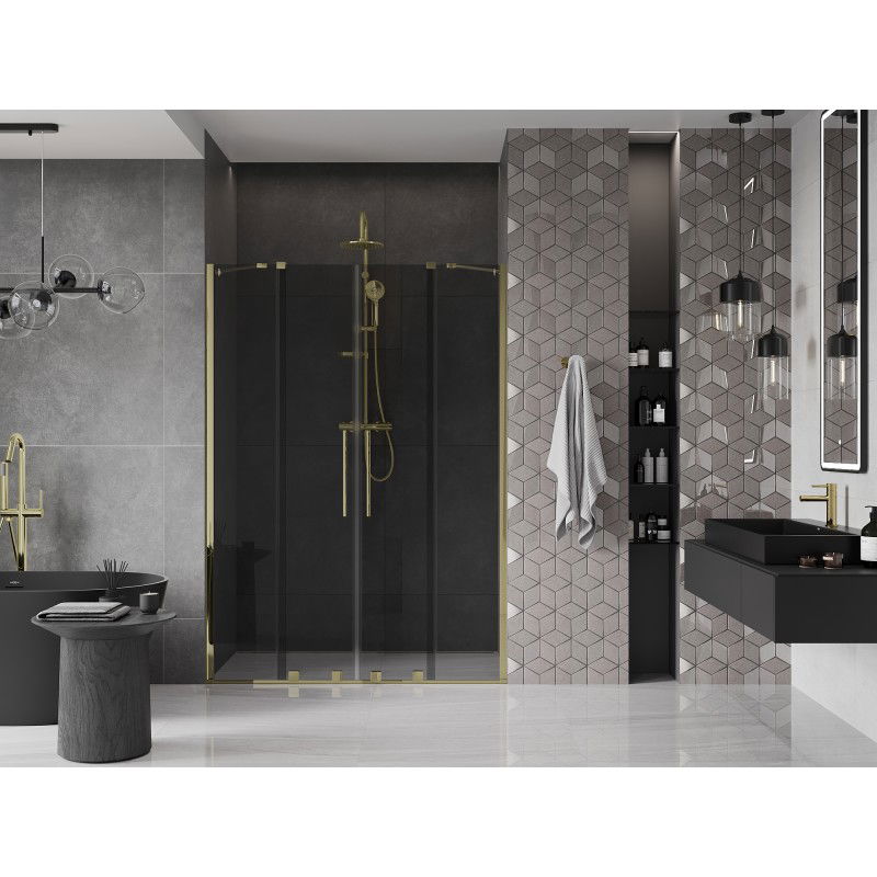 Mexen Velar Duo sliding shower doors 140 cm, graphite, gold - 871-140-000-42-50