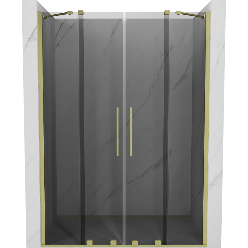 Mexen Velar Duo sliding shower door 140 cm, graphite, brushed gold - 871-140-000-42-55