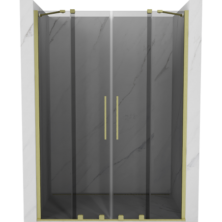 Mexen Velar Duo sliding shower door 140 cm, graphite, brushed gold - 871-140-000-42-55