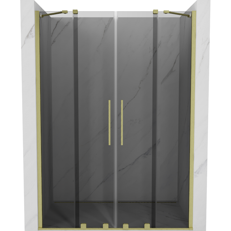 Mexen Velar Duo sliding shower door 150 cm, graphite, brushed gold - 871-150-000-42-55