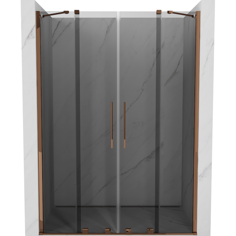Mexen Velar Duo sliding shower doors 140 cm, graphite, rose gold - 871-140-000-42-60