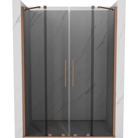 Mexen Velar Duo 160 cm Sliding Shower Door, Graphite, Brushed Copper - 871-160-000-42-65