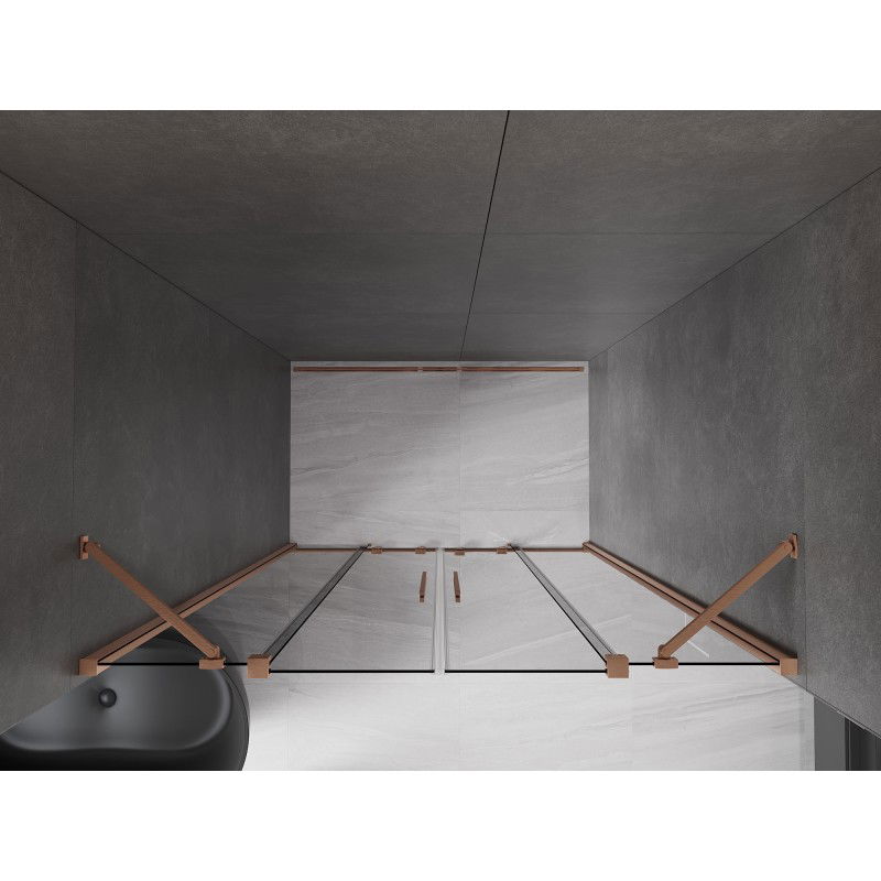 Mexen Velar Duo sliding shower doors 140 cm, graphite, brushed copper - 871-140-000-42-65