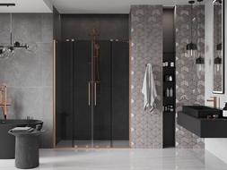 Mexen Velar Duo sliding shower doors 150 cm, graphite, brushed copper - 871-150-000-42-65