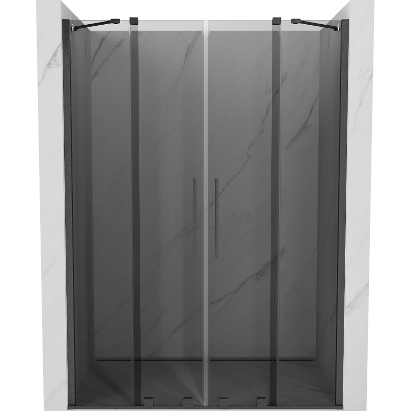 Mexen Velar Duo sliding shower door 140 cm, graphite, brushed gun gray - 871-140-000-42-66
