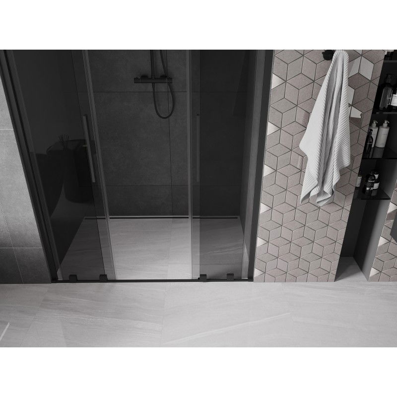 Mexen Velar Duo sliding shower door 160 cm, graphite, black - 871-160-000-42-70