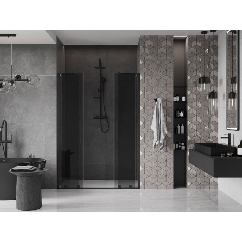 Mexen Velar Duo sliding shower door 160 cm, graphite, black - 871-160-000-42-70