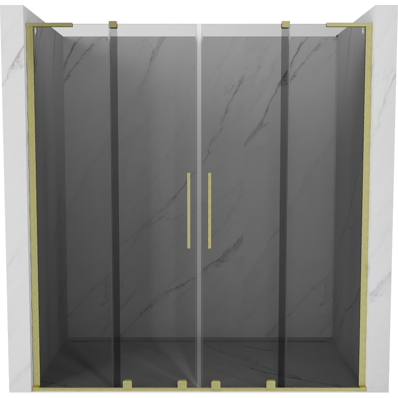 Mexen Velar L Duo sliding shower doors 200 cm, graphite, brushed gold - 871-200-003-42-55