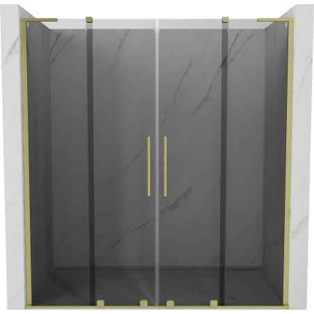Mexen Velar L Duo sliding shower doors 200 cm, graphite, brushed gold - 871-200-003-42-55