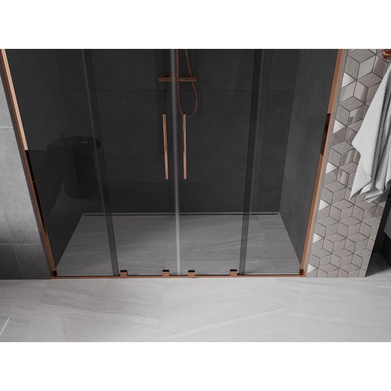 Mexen Velar L Duo Sliding Shower Doors 170 cm, Graphite, Rose Gold - 871-170-003-42-60