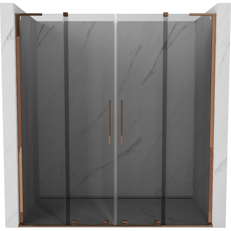 Mexen Velar L Duo sliding shower door 180 cm, graphite, rose gold - 871-180-003-42-60