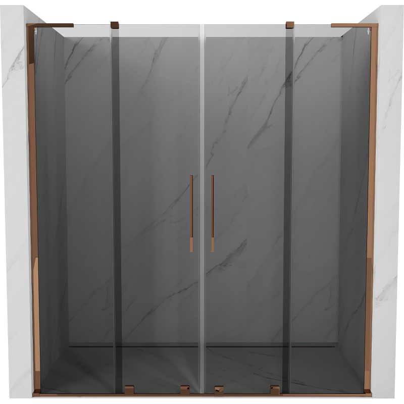 Mexen Velar L Duo sliding shower door 200 cm, graphite, rose gold - 871-200-003-42-60