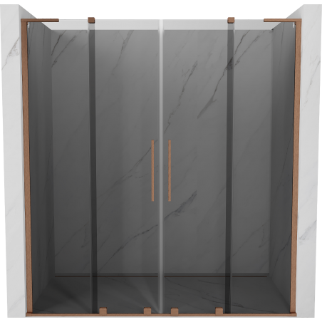 Mexen Velar L Duo sliding shower doors 180 cm, graphite, brushed copper - 871-180-003-42-65