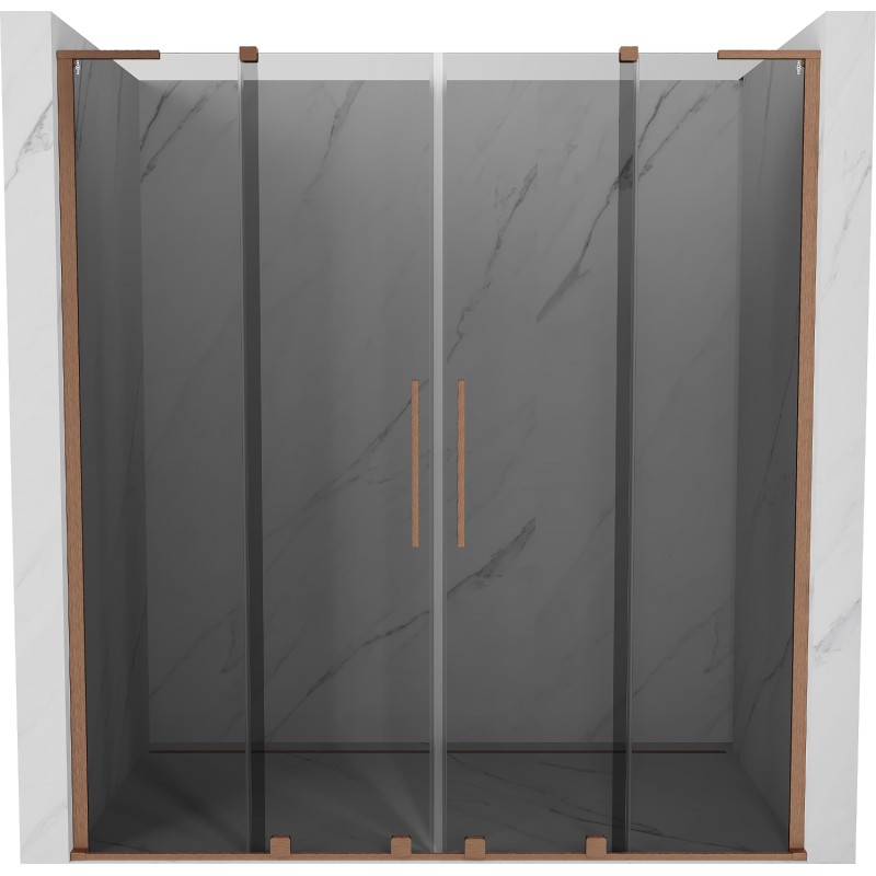 Mexen Velar L Duo sliding shower doors 200 cm, graphite, brushed copper - 871-200-003-42-65