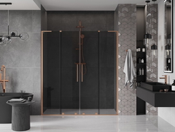 Mexen Velar L Duo sliding shower door 180 cm, graphite, brushed copper - 871-180-003-42-65