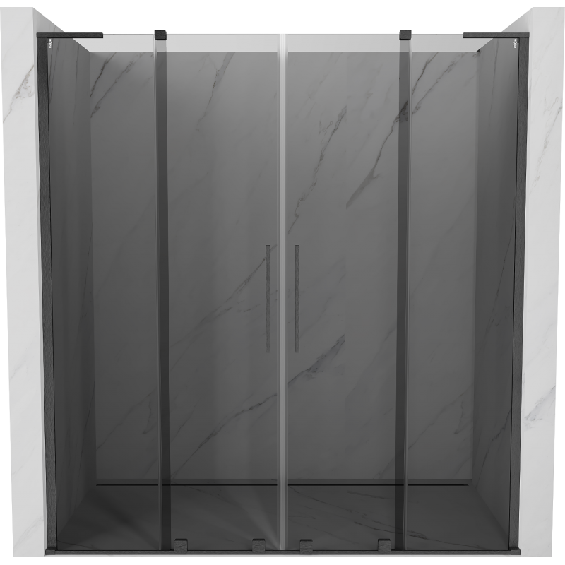 Mexen Velar L Duo sliding shower door 180 cm, graphite, brushed gun gray - 871-180-003-42-66