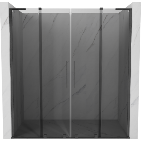 Mexen Velar L Duo sliding shower door 180 cm, graphite, brushed gun gray - 871-180-003-42-66