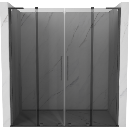 Mexen Velar L Duo 200 cm Sliding Shower Door, Graphite, Brushed Gun Gray - 871-200-003-42-66