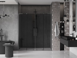Mexen Velar L Duo sliding shower door 180 cm, graphite, brushed gun gray - 871-180-003-42-66