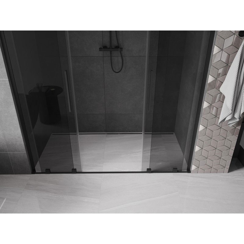 Mexen Velar L Duo sliding shower doors 170 cm, graphite, black - 871-170-003-42-70