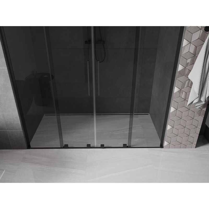 Mexen Velar L Duo 180 cm Sliding Shower Doors, Graphite, Black - 871-180-003-42-70