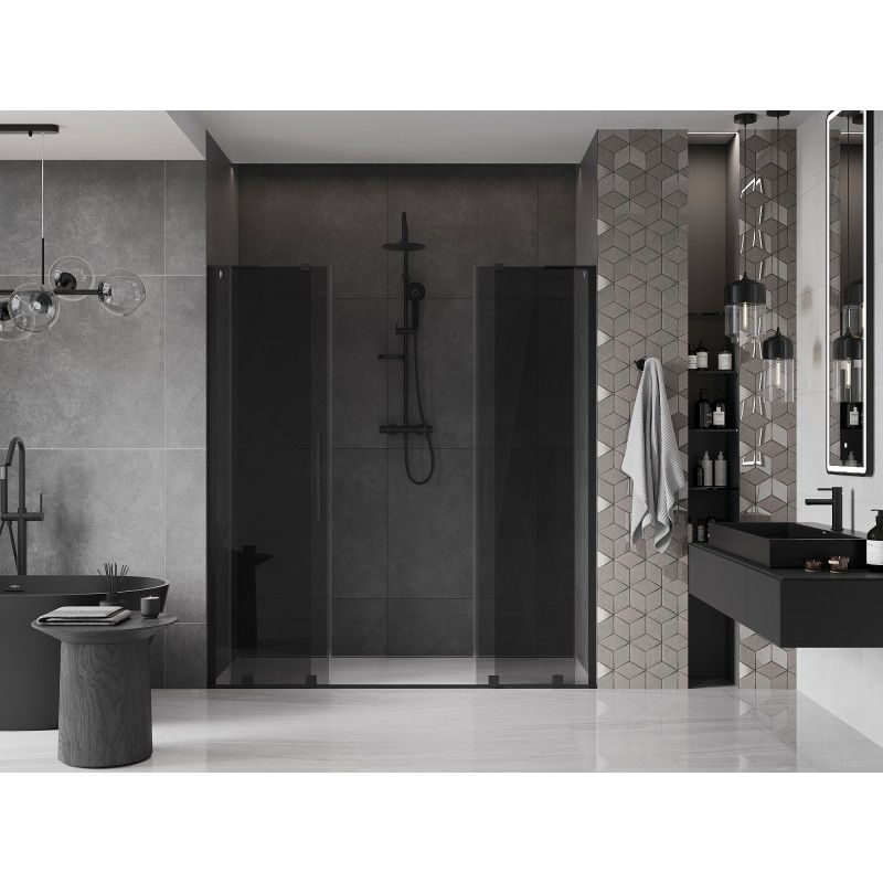 Mexen Velar L Duo 180 cm Sliding Shower Doors, Graphite, Black - 871-180-003-42-70