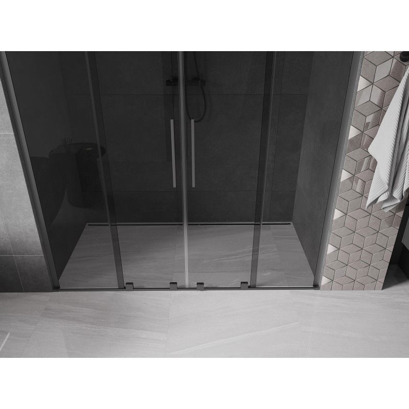 Mexen Velar L Duo sliding shower door 180 cm, graphite, gun metal - 871-180-003-42-95