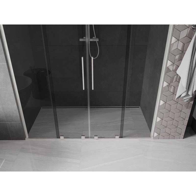 Mexen Velar L Duo sliding shower doors 200 cm, graphite, brushed nickel - 871-200-003-42-97