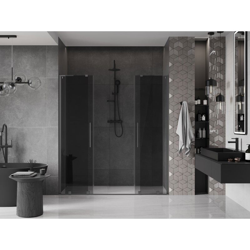Mexen Velar L Duo sliding shower doors 200 cm, graphite, gun metal - 871-200-003-42-95