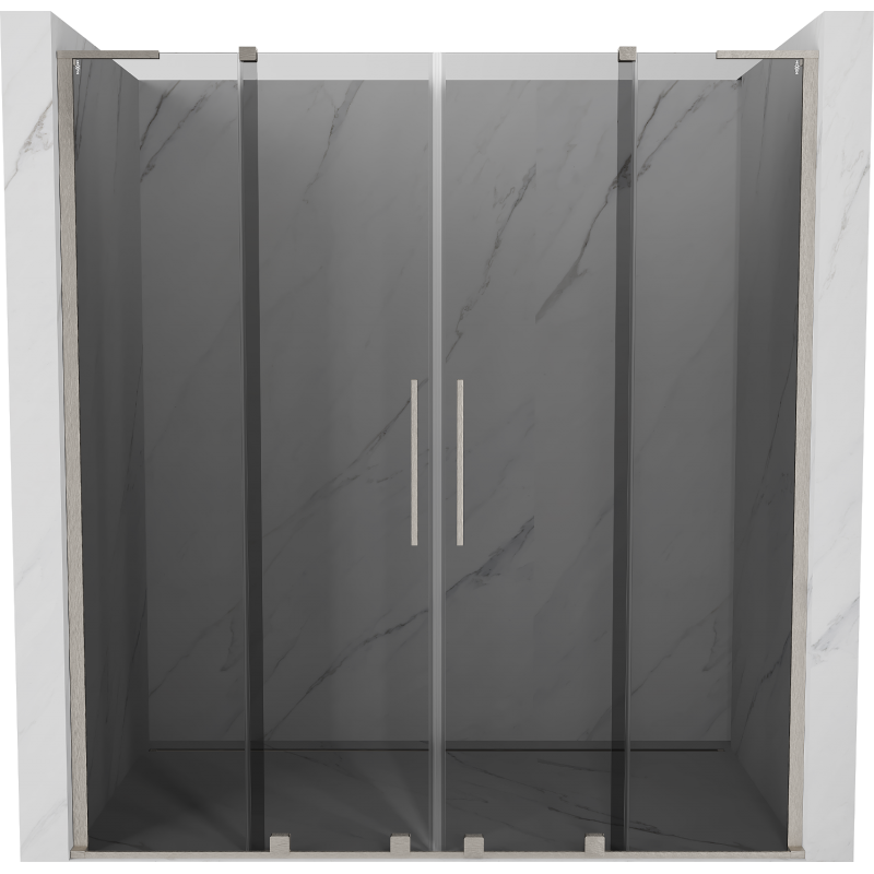 Mexen Velar L Duo sliding shower doors 200 cm, graphite, brushed nickel - 871-200-003-42-97