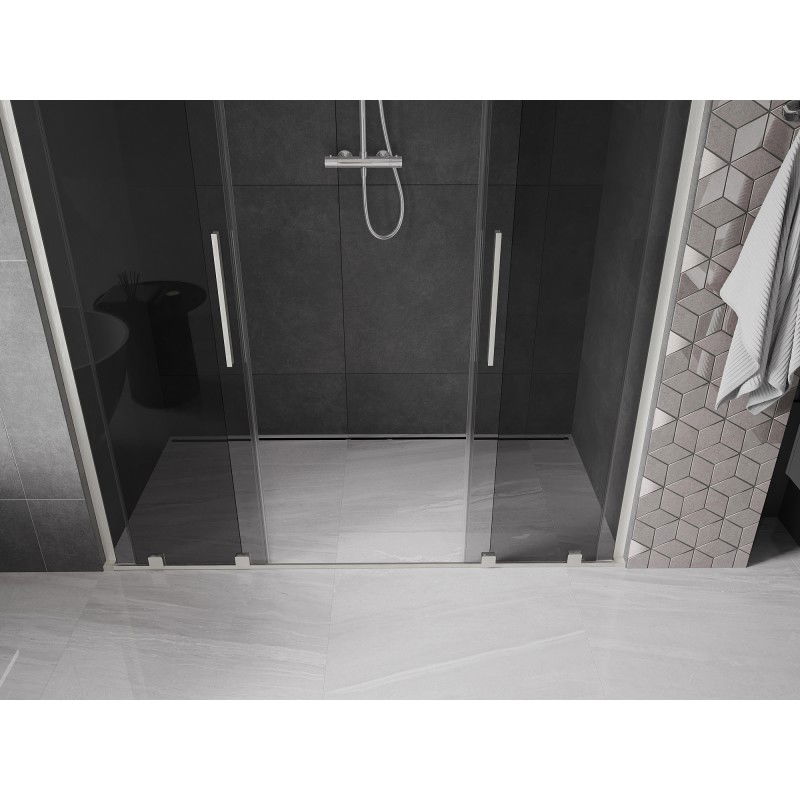 Mexen Velar L Duo sliding shower doors 180 cm, graphite, brushed nickel - 871-180-003-42-97