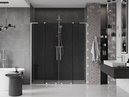 Mexen Velar L Duo sliding shower door 180 cm, graphite, brushed nickel - 871-180-003-42-97