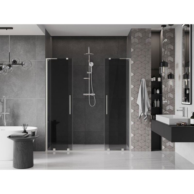 Mexen Velar L Duo sliding shower doors 180 cm, graphite, brushed nickel - 871-180-003-42-97