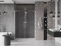 Mexen Velar L Duo sliding shower door 140 cm, transparent, chrome - 871-140-003-02-01