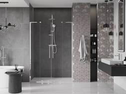 Mexen Velar L Duo sliding shower doors 150 cm, transparent, chrome - 871-150-003-02-01