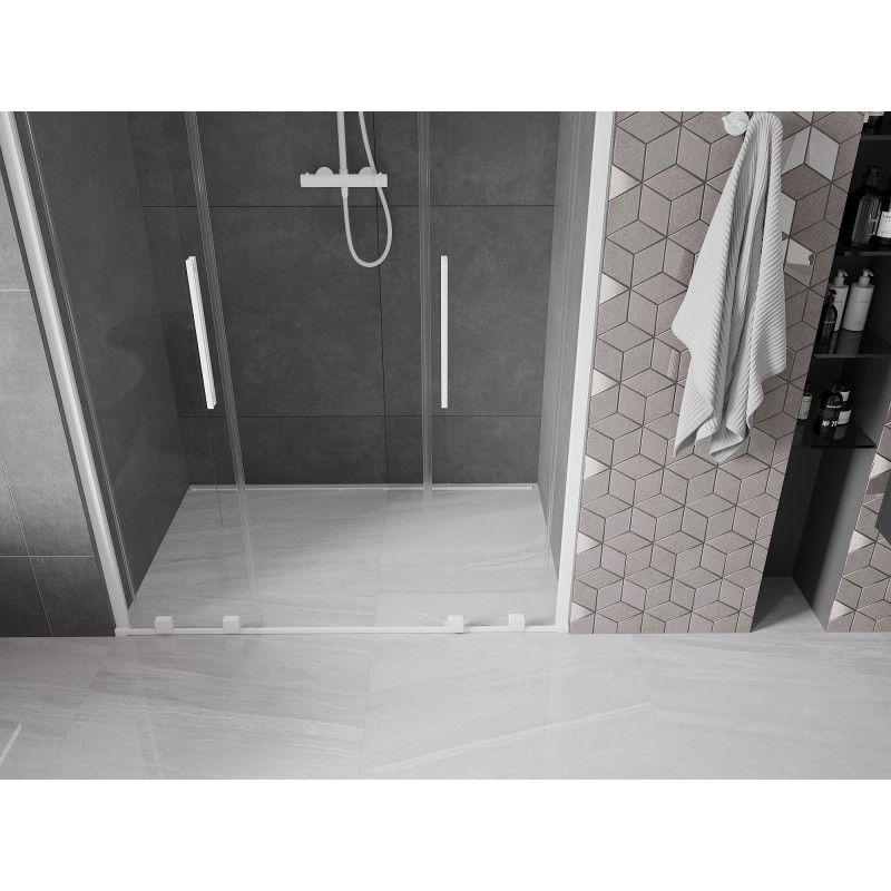 Mexen Velar L Duo sliding shower doors 140 cm, transparent, white - 871-140-003-02-20